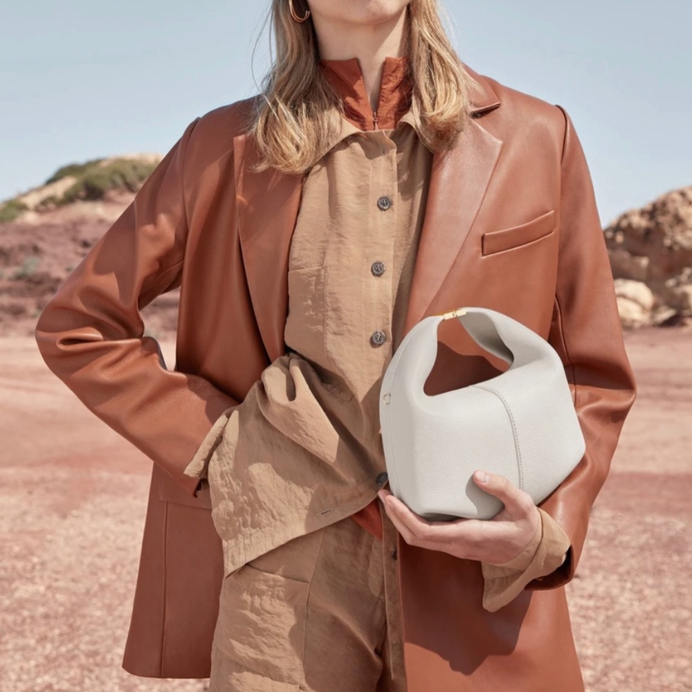 Polene Paris Beri Number 11 Numero Onze Chain - EDITION - CHALK TEXTURED LEATHER